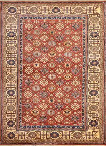 Ковёр Shirvan 1475 — красный и кремовый, восточный орнамент
