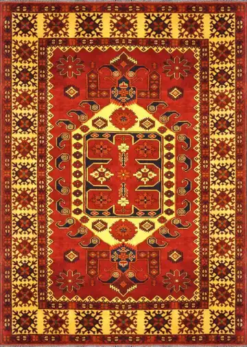 Ковёр Merinos 1477 — красный и жёлтый, с медальоном