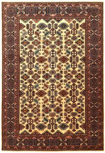 Ковёр Shirvan 1479 — кремовый и коричневый, геометрический рисунок