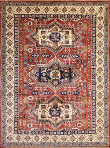 Ковёр Shirvan 1481 — красный и кремовый, геометрический рисунок