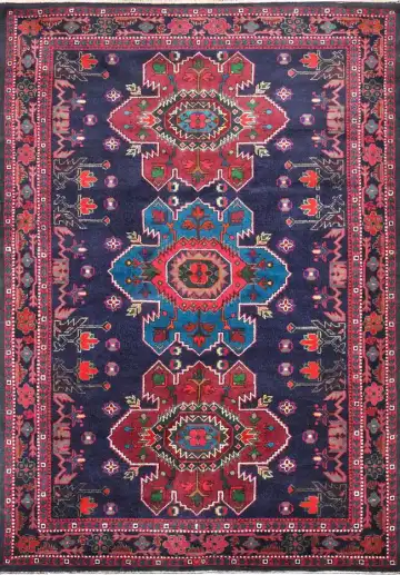 Кавказский ковёр 1482 — синий и красный, с медальоном