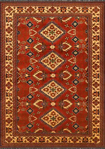 Ковёр Merinos 1483 — красный и жёлтый, с медальоном