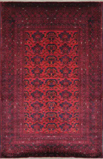 Ковёр Beleji 1485 — красный и чёрный, с медальоном