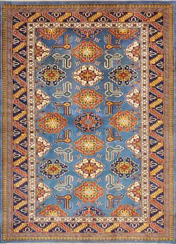 Ковёр Shirvan 1495 — синий и оранжевый, восточный орнамент
