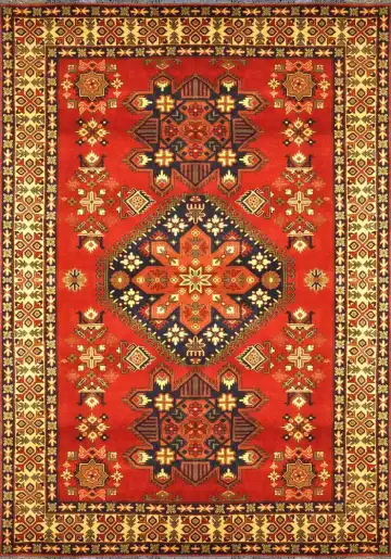 Ковёр Merinos 1499 — красный и жёлтый, с медальоном