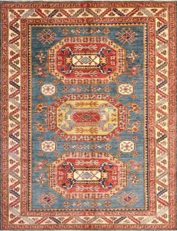 Кавказский ковёр 1515 — синий и красный, с медальоном