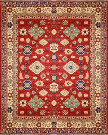 Ковёр Казах 1521 — красный и синий, восточный орнамент