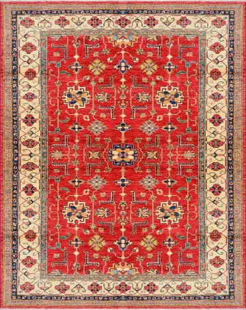 Ковёр Казах 1523 — красный и кремовый, восточный орнамент