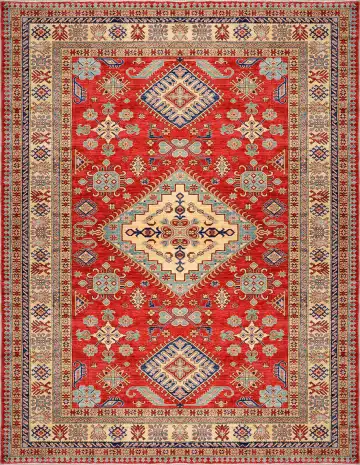 Ковёр Казах 1524 — красный и кремовый, с медальоном