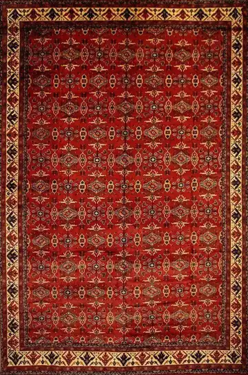 Афганский ковёр 1525 — красный и золотистый, восточный орнамент