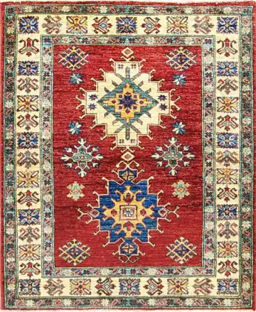 Кавказский ковёр 1528 — красный и синий, с медальоном