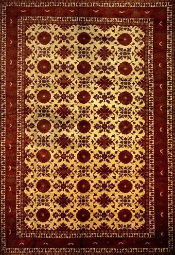 Афганский ковёр 1529 — кремовый и красный, восточный орнамент