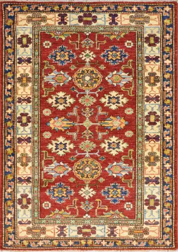 Ковёр Казах 1534 — красный и синий, растительный рисунок