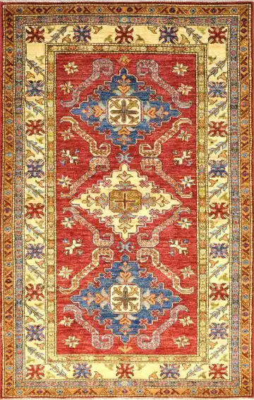 Ковёр Казах 1535 — красный и синий, с медальоном