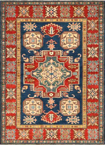 Ковёр Казах 1539 — синий и кремовый, с медальоном