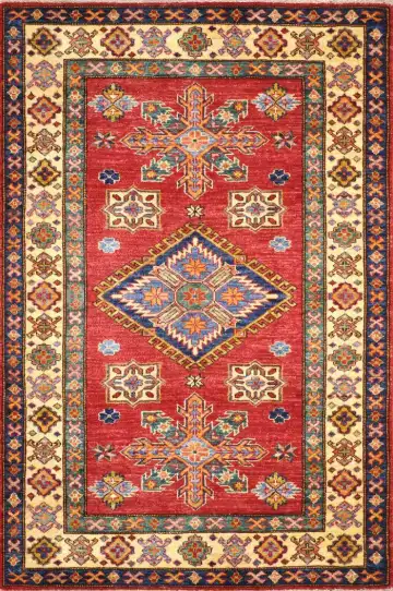 Ковёр Казах 1540 — красный и синий, с медальоном