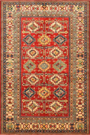 Ковёр Казах 1544 — красный и кремовый, с медальоном