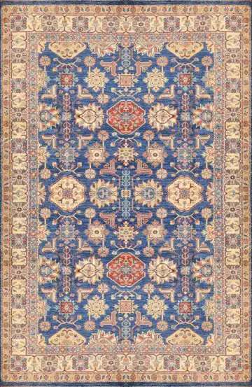 Кавказский ковёр 1546 — кремовый и красный, геометрический рисунок