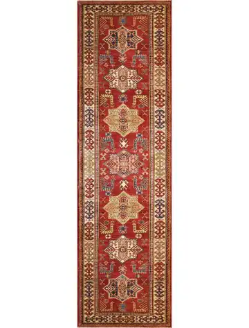 Ковёр Казах 1547 — красный и жёлтый, с медальоном