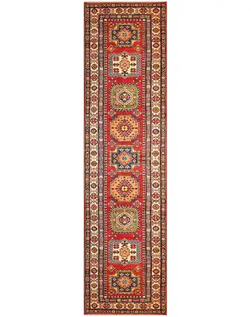 Ковёр Казах 1549 — красный и жёлтый, с медальоном