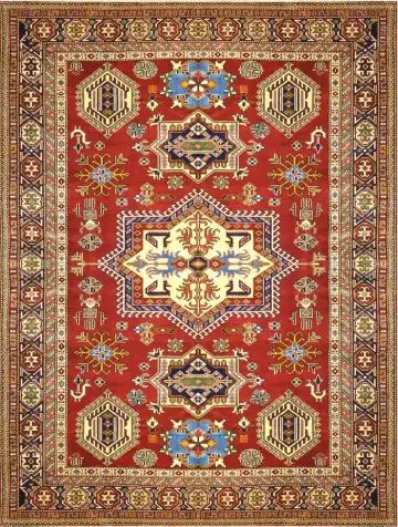 Ковёр Shirvan 1550 — красный и бежевый, с медальоном