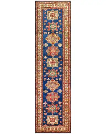 Ковёр Казах 1553 — синий и жёлтый, с медальоном
