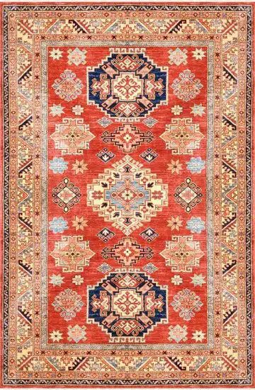 Ковёр Казах 1573 — красный и синий, с медальоном