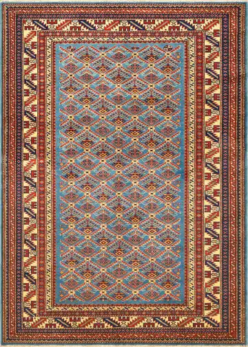 Ковёр Shirvan 1576 — голубой и оранжевый, геометрический рисунок