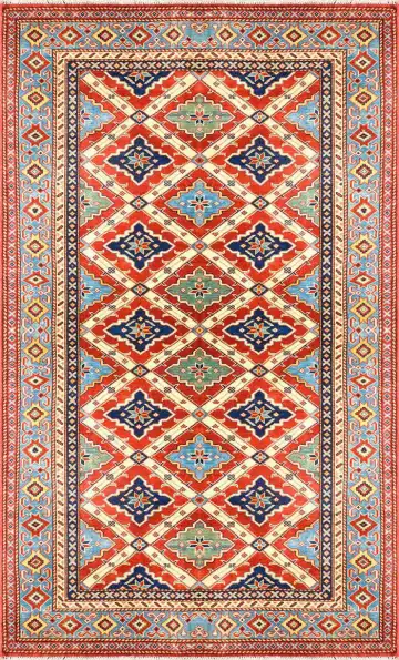 Ковёр Shirvan 1577 — красный и голубой, геометрический рисунок