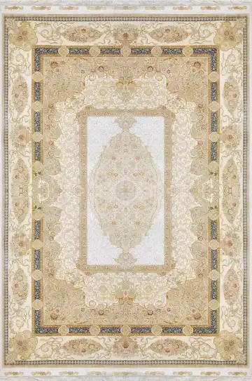 Ковёр Aubusson 1586 — кремовый и коричневый, с медальоном