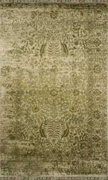 Ковёр Shabby Classic 1588 — зелёный и золотистый, винтажный рисунок