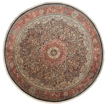 Ковёр Кашмир 1591 — чёрный и кремовый, растительный рисунок