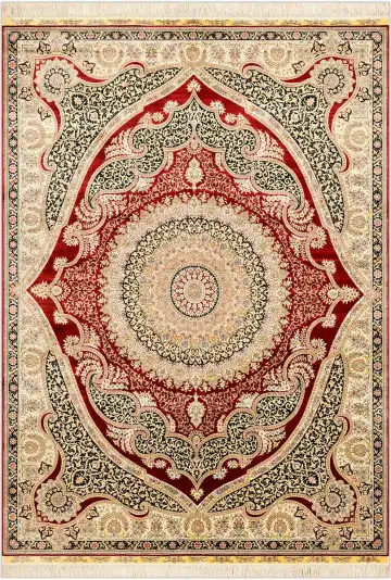 Ковёр Medallion 1594 — кремовый и красный, с медальоном