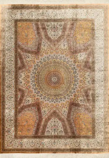 Персидский ковёр 1596 — кремовый и коричневый, с медальоном