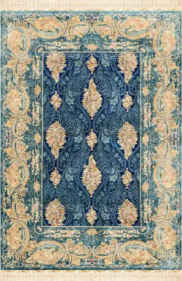 Ковёр Aubusson 1597 — синий и золотистый, с медальоном