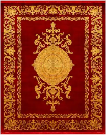 Ковёр Savonnerie 1598 — красный и золотистый, с медальоном