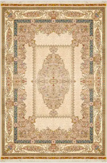Ковёр Aubusson 1601 — кремовый и коричневый, с медальоном