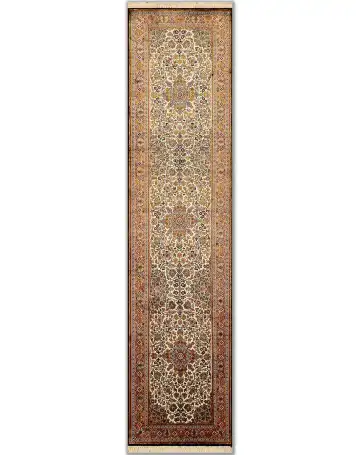 Ковёр Кашмир 1610 — кремовый и коричневый, растительный рисунок