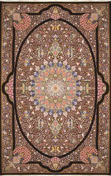 Персидский ковёр 1625 — коричневый и чёрный, с медальоном