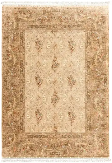 Ковёр Aubusson 1631 — кремовый и коричневый, растительный рисунок