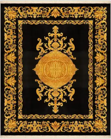 Ковёр Savonnerie 1636 — чёрный и золотистый, с медальоном