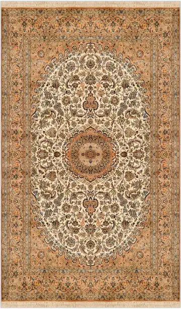 Ковёр Кашмир 1639 — коричневый и кремовый, с медальоном