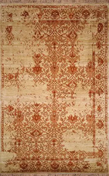 Ковёр Shabby Classic 1647 — терракотовый и кремовый, растительный рисунок