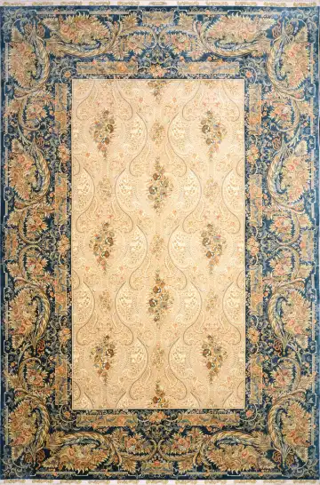 Ковёр Aubusson 1652 — голубой и кремовый, восточный орнамент