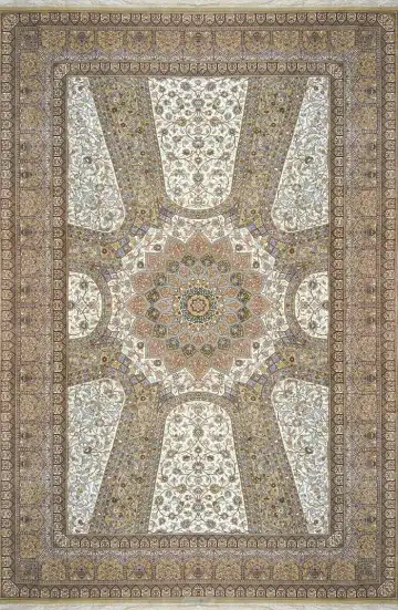 Ковёр Gombad 1682 — коричневый и белый, с медальоном