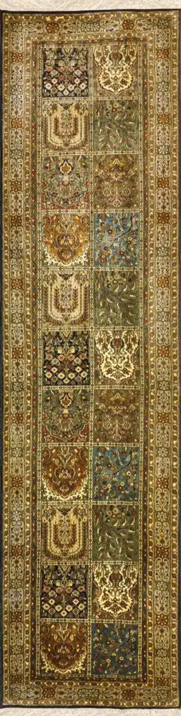 Ковёр Paradise Garden 1699 — коричневый и зелёный, в полоску