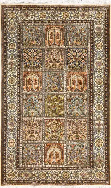 Ковёр Кашмир 1713 — золотистый и кремовый, сюжетный рисунок