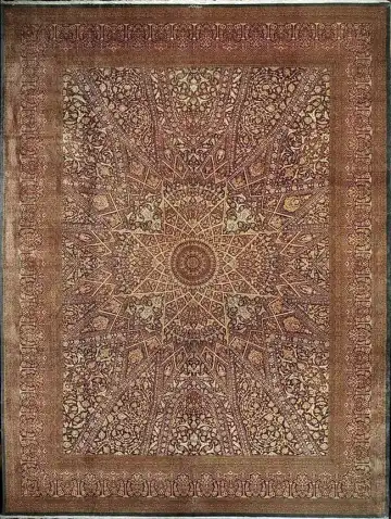 Ковёр Gombad 1714 — коричневый и белый, с медальоном