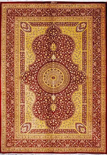 Персидский ковёр 1716 — бордовый и золотистый, с медальоном