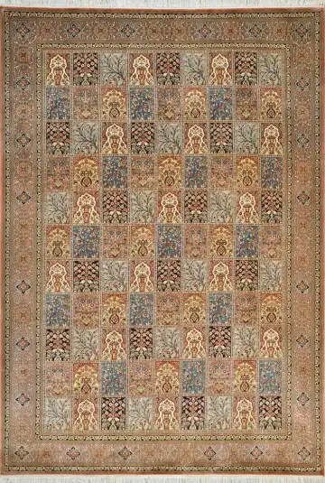 Ковёр Кашмир 1726 — кремовый и голубой, геометрический рисунок